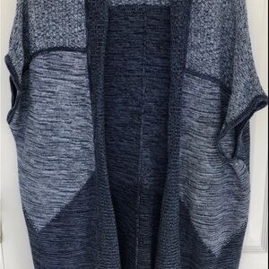 GAP Size XS Open-Front Long Patchwork Boho Denim Look Cardigan Cozy Layering